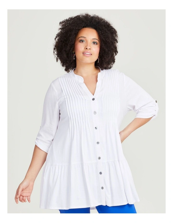 Natural Bianca Sequins Shirt in White image 1