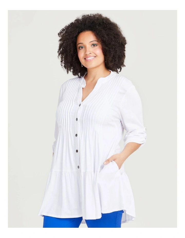 Natural Bianca Sequins Shirt in White image 3