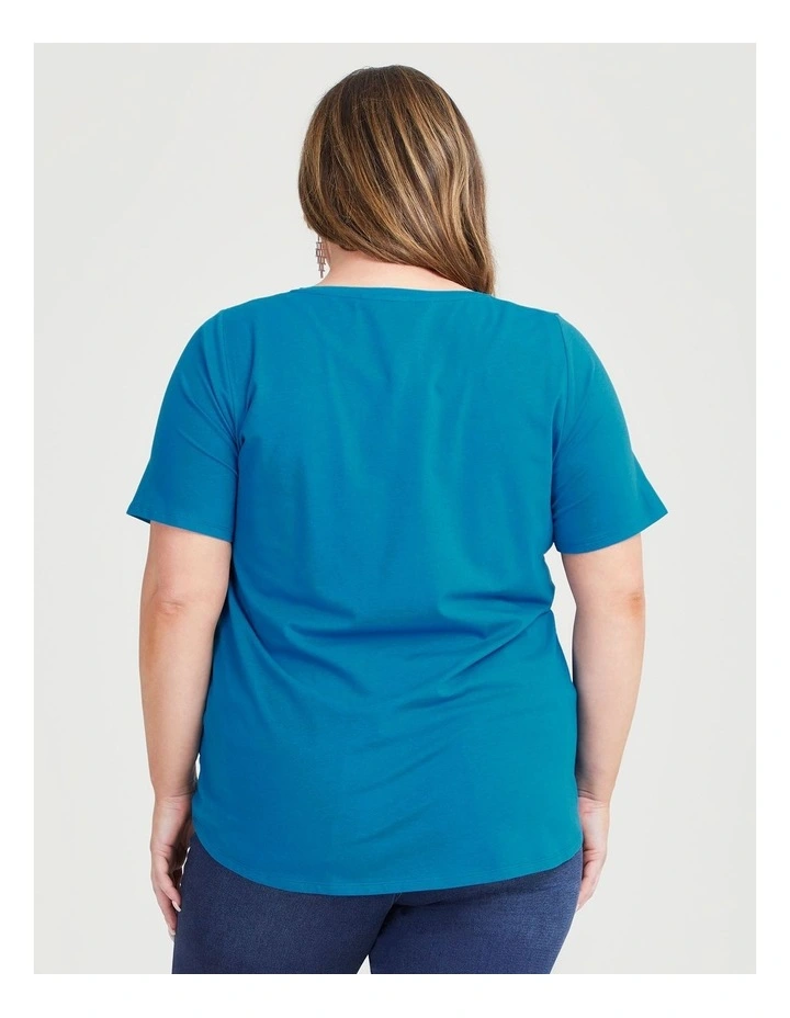 Taking Shape Australian Cotton V Neck Tee in Deep Lagoon | MYER
