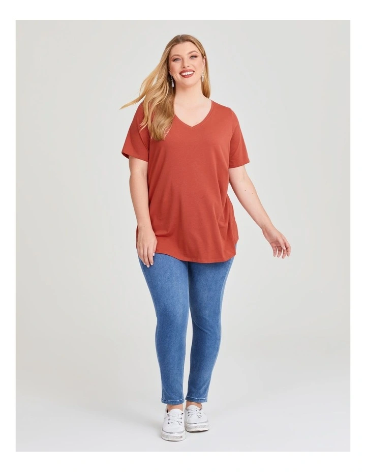 Taking Shape Australian Cotton V-neck Tee in Cinnabar | MYER