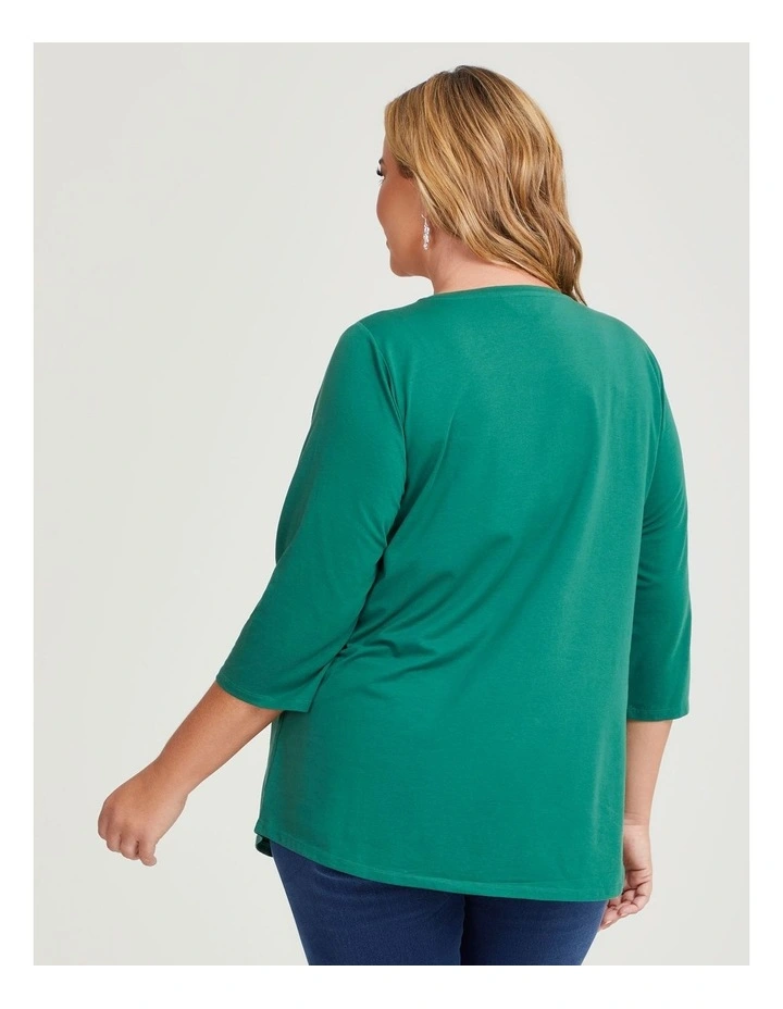 Australian Cotton 3/4 Tee in Lush Meadow image 2