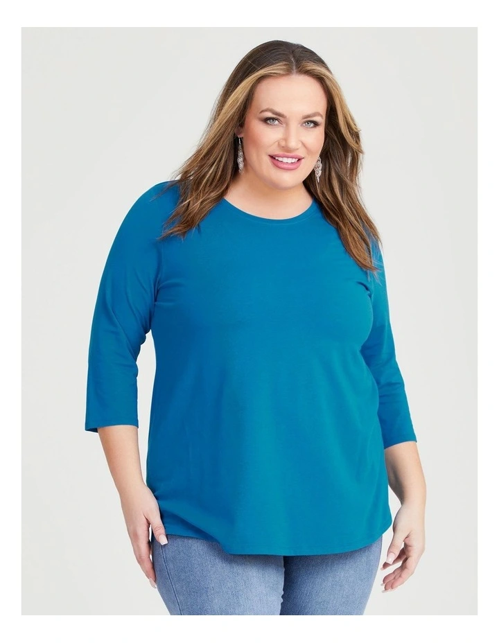 Australian Cotton 3/4 Tee in Deep Lagoon image 1