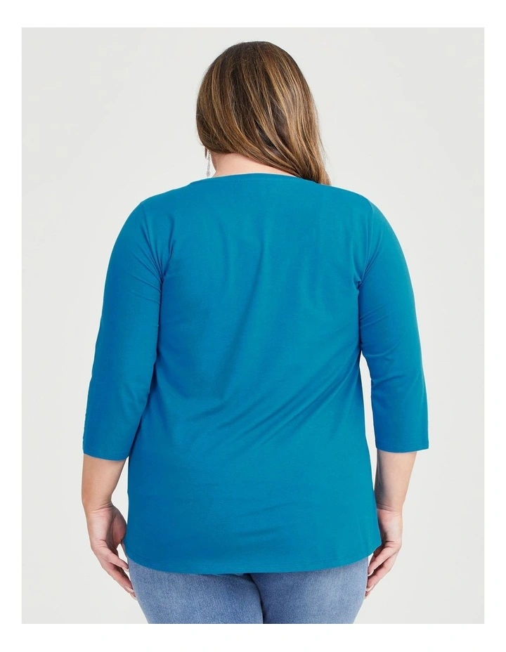 Australian Cotton 3/4 Tee in Deep Lagoon image 2