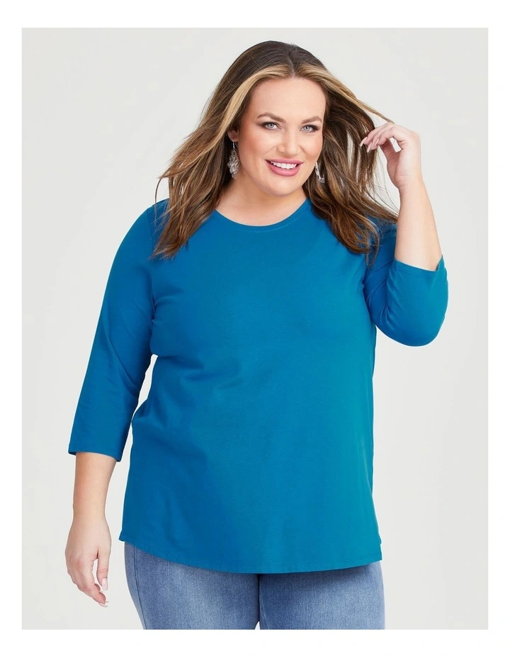 Australian Cotton 3/4 Tee in Deep Lagoon image 3