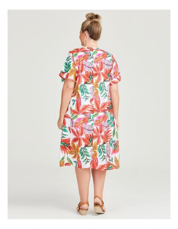 Cotton Pintuck Tropical Dress in Print image 2