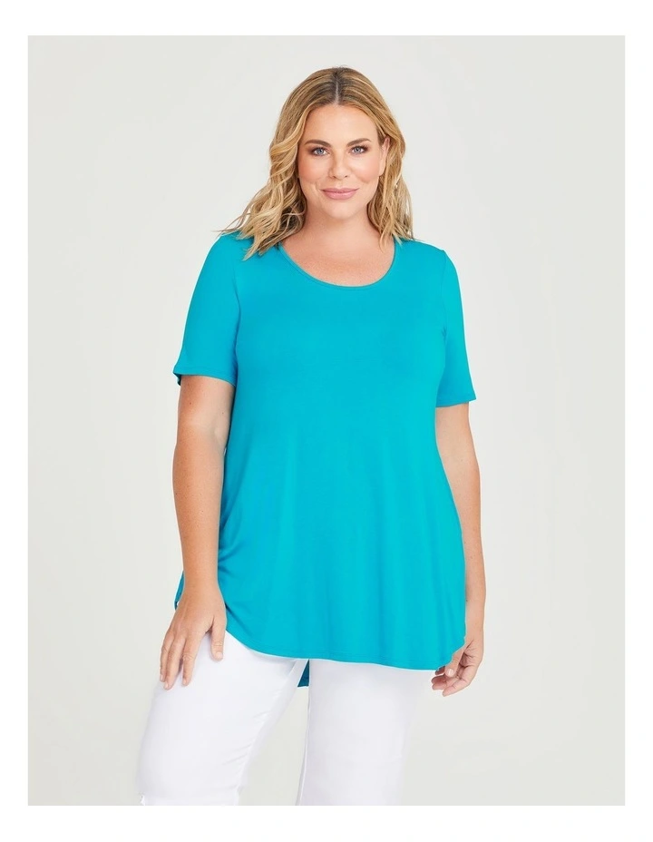 Bamboo Base Short Sleeve Top in Topaz image 1