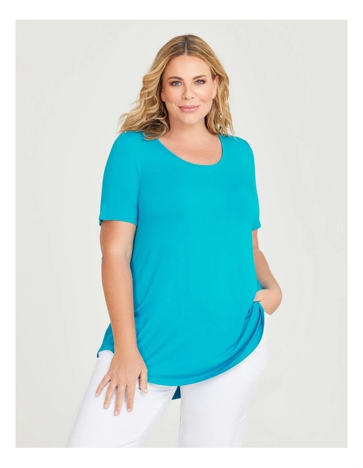 Bamboo Base Short Sleeve Top in Topaz image 3