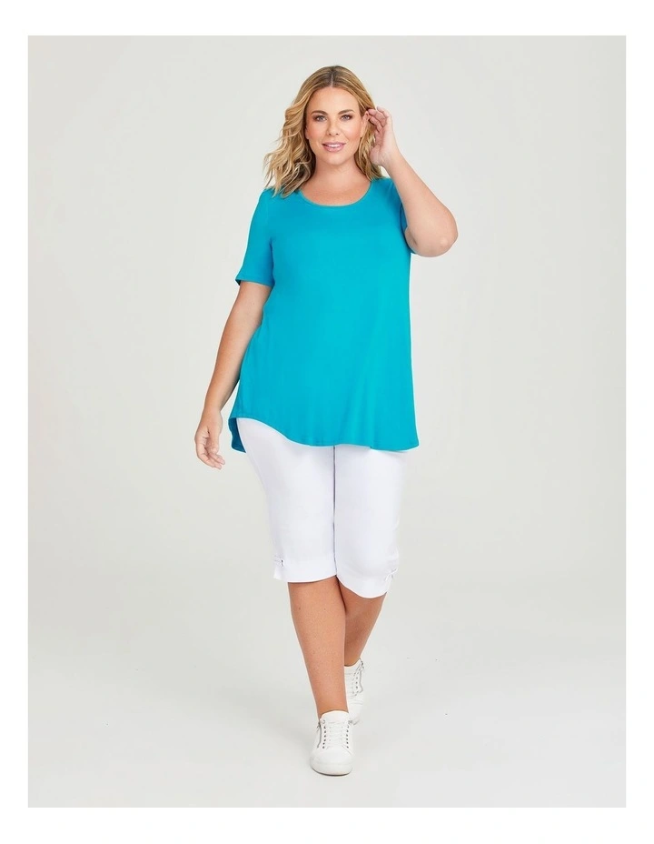 Bamboo Base Short Sleeve Top in Topaz image 4