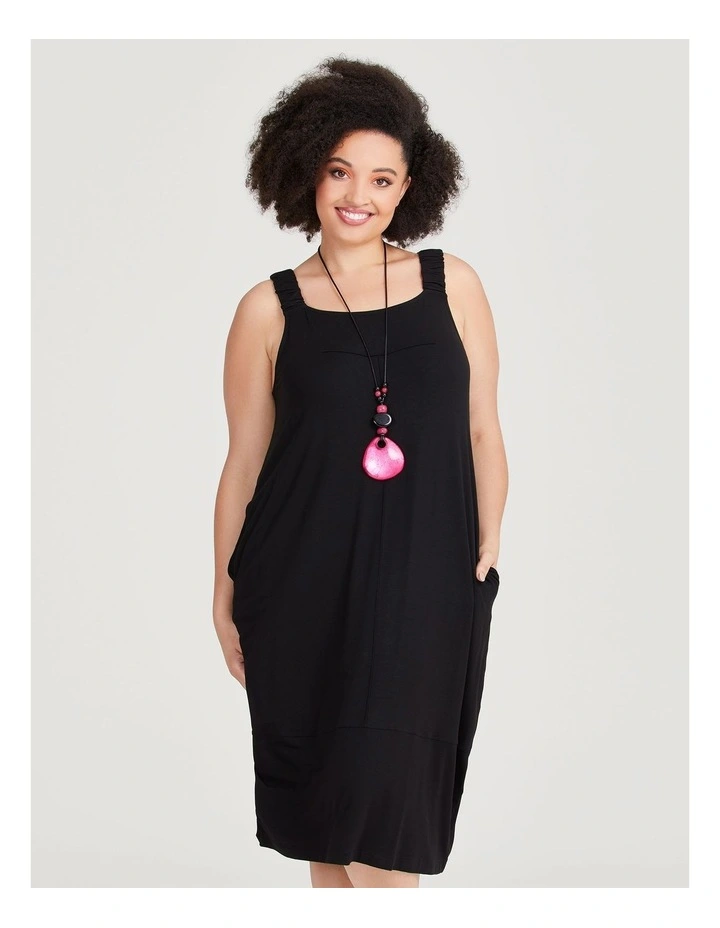 Natural Lulu Pinafore Dress in Black image 4