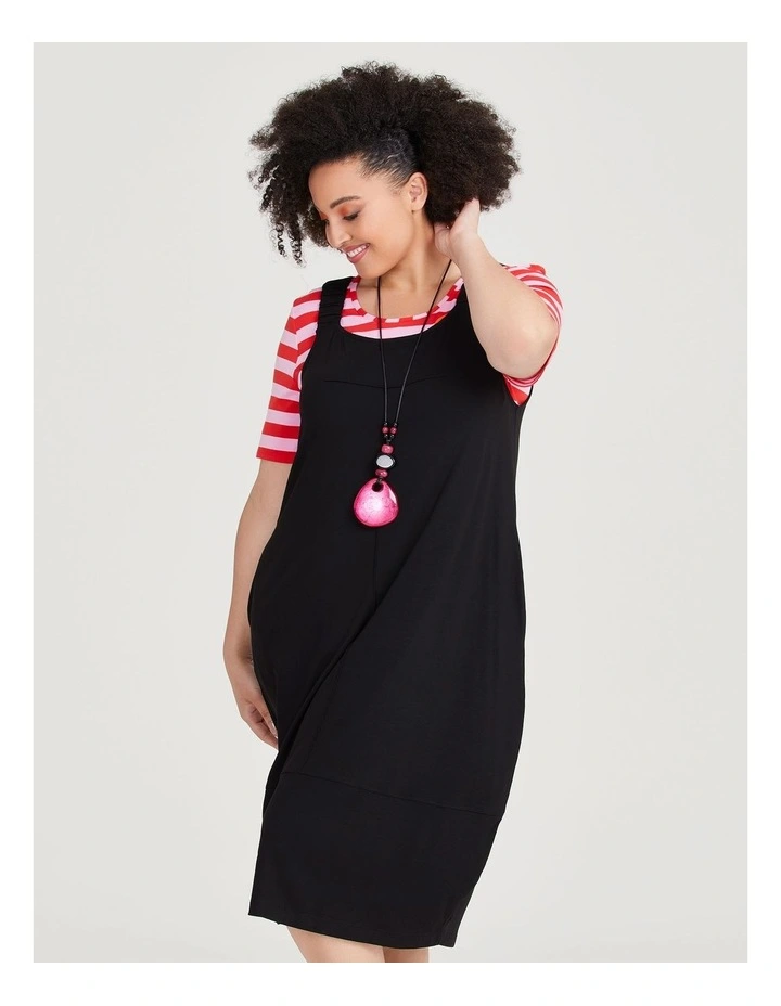 Natural Lulu Pinafore Dress in Black image 5