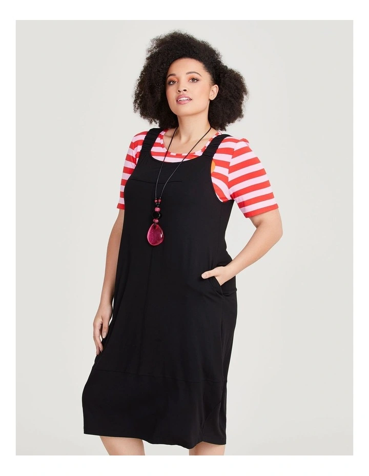 Natural Lulu Pinafore Dress in Black image 6