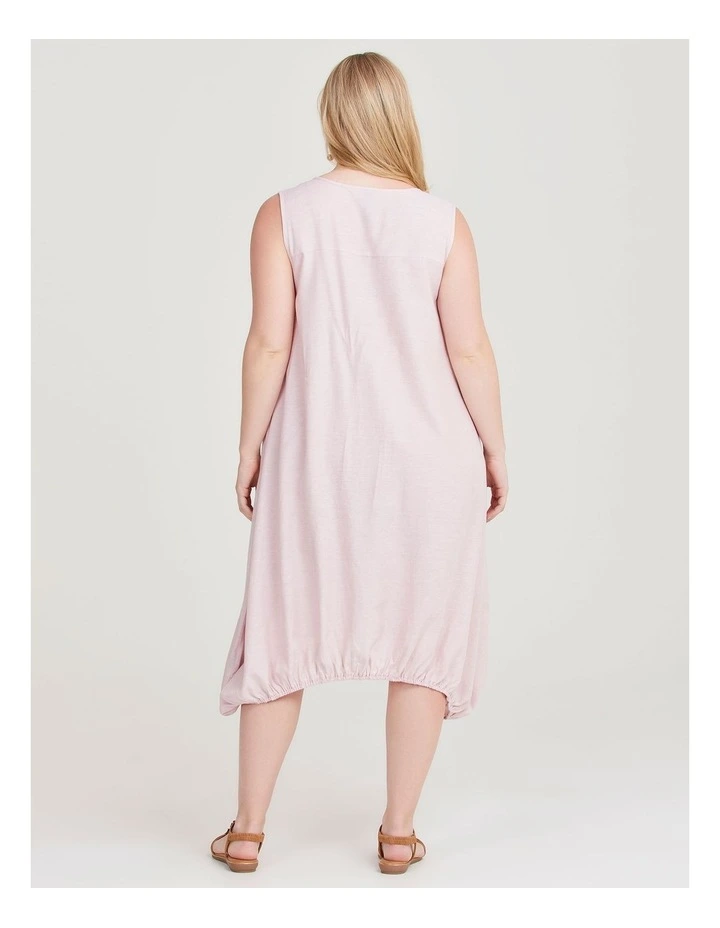 Tuck Front Linen Bamboo Dress in Dusty Pink image 2