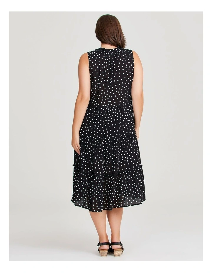 Natural Tiered Spot Dress in Black/Off White image 2