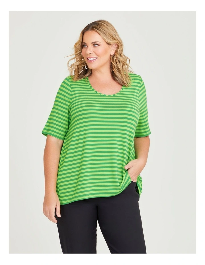Natural Essential Top in Lime/Green Stripe image 1