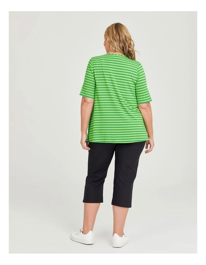 Natural Essential Top in Lime/Green Stripe image 2