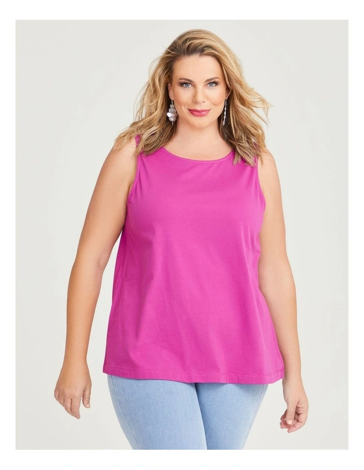Cotton Crew Neck Tank in Plum image 1
