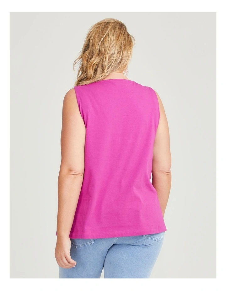 Cotton Crew Neck Tank in Plum image 2