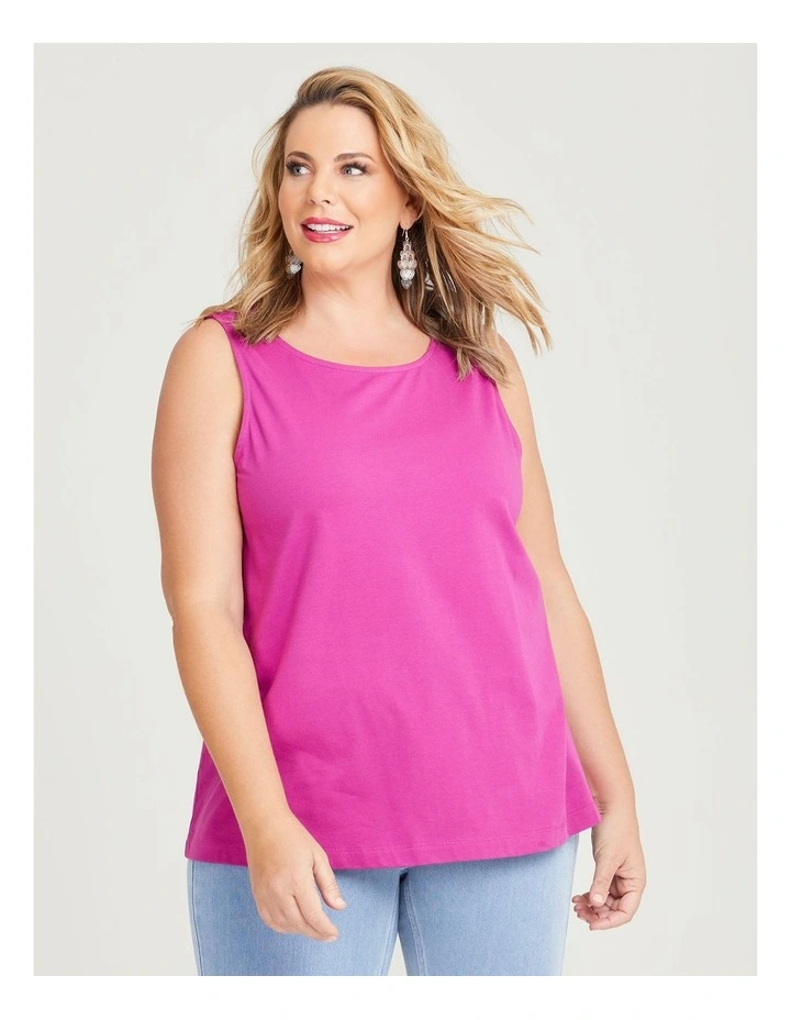 Cotton Crew Neck Tank in Plum image 3