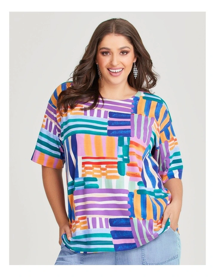 Cotton Multi Check Top in Print image 1