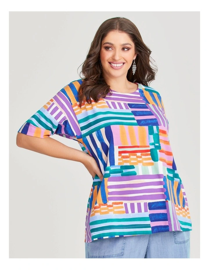 Cotton Multi Check Top in Print image 3