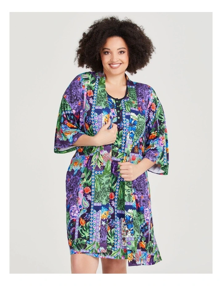 Bamboo Patchwork Kimono in Print image 3