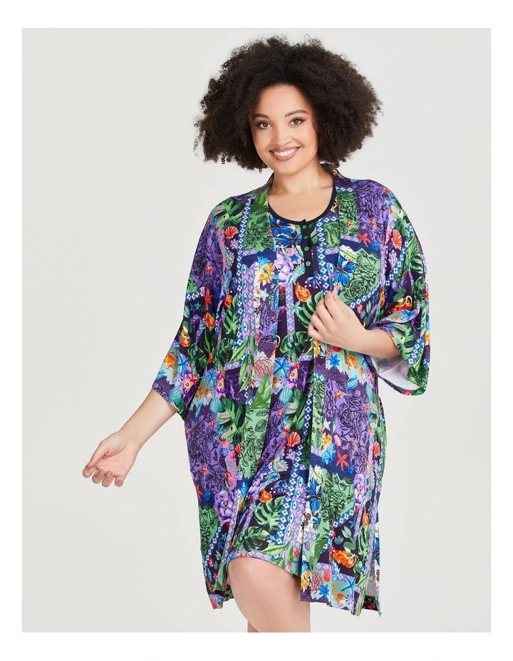 Bamboo Patchwork Kimono in Print image 4