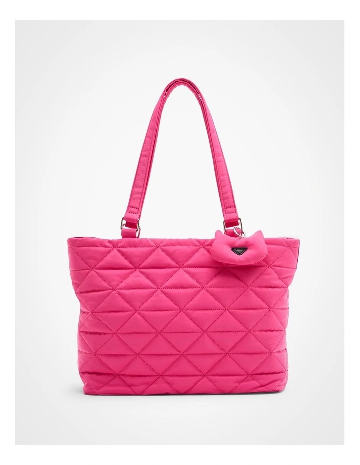Puffy Quilted Tote Bag in Pink image 1