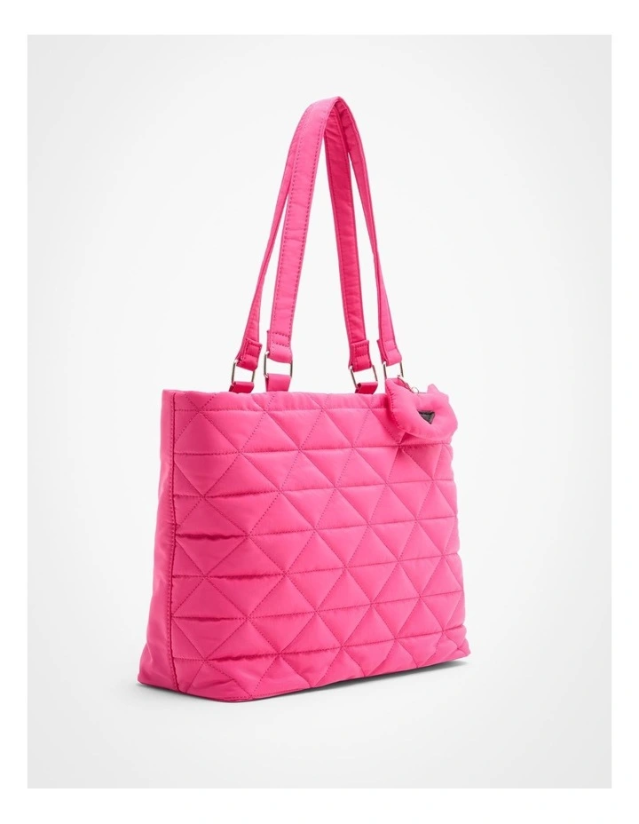 Puffy Quilted Tote Bag in Pink image 3