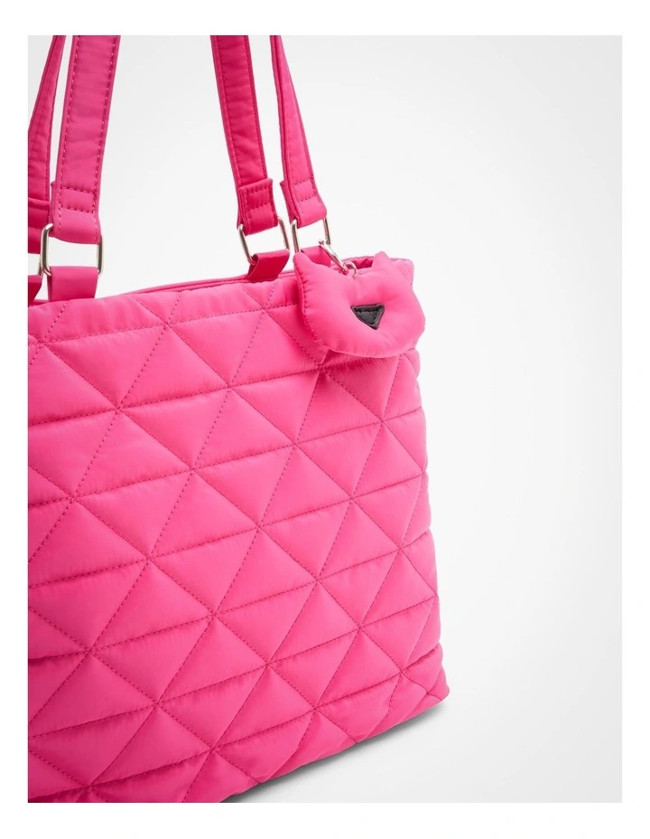 Puffy Quilted Tote Bag in Pink image 4