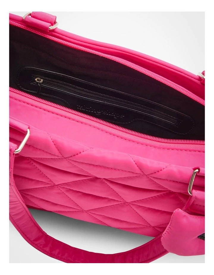 Puffy Quilted Tote Bag in Pink image 5