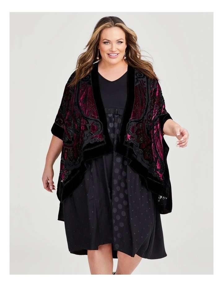 Paisley Burnout Cape Kimono in Hot Pink image 1