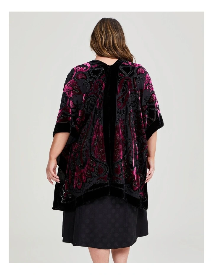 Paisley Burnout Cape Kimono in Hot Pink image 2