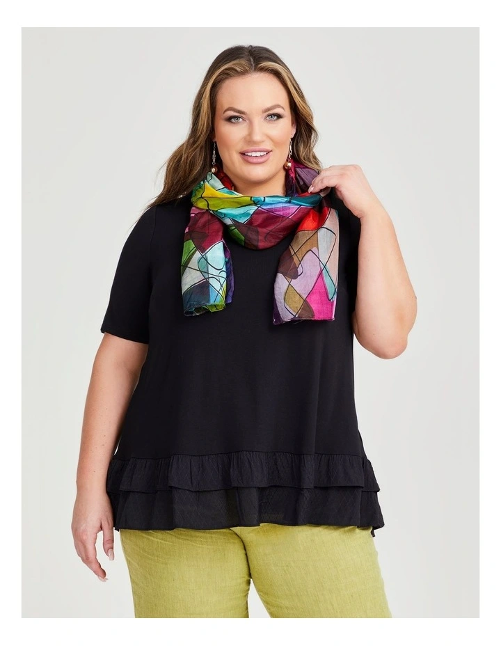 Bright Patchwork Silk Scarf in Multi image 2