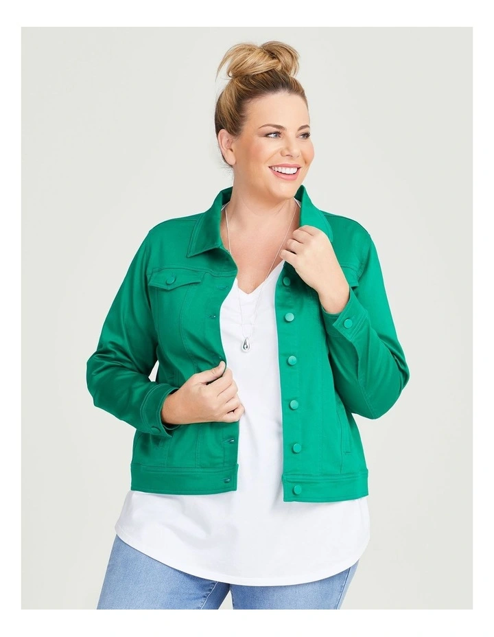 Coloured Classic Denim Jacket in Parakeet Green image 1