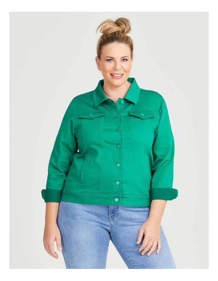 Coloured Classic Denim Jacket in Parakeet Green image 3