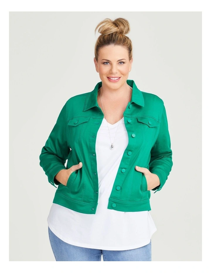Coloured Classic Denim Jacket in Parakeet Green image 4