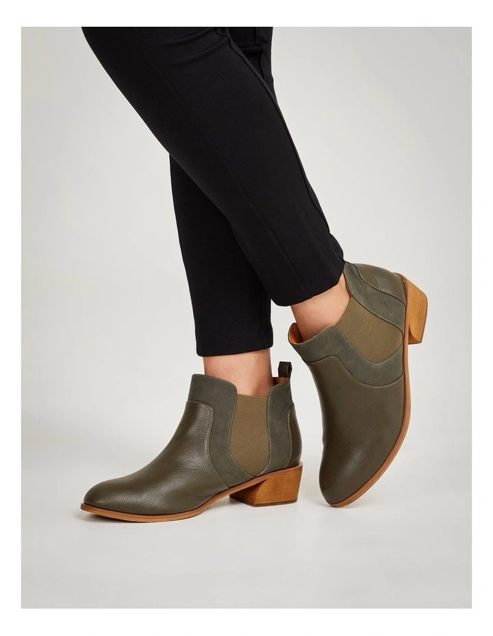 Elastic Gusset Boot in Olive image 5