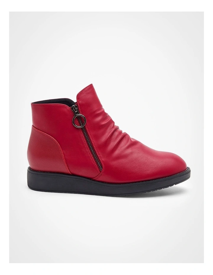 Wedge Ruched Zip Boot in Red image 1