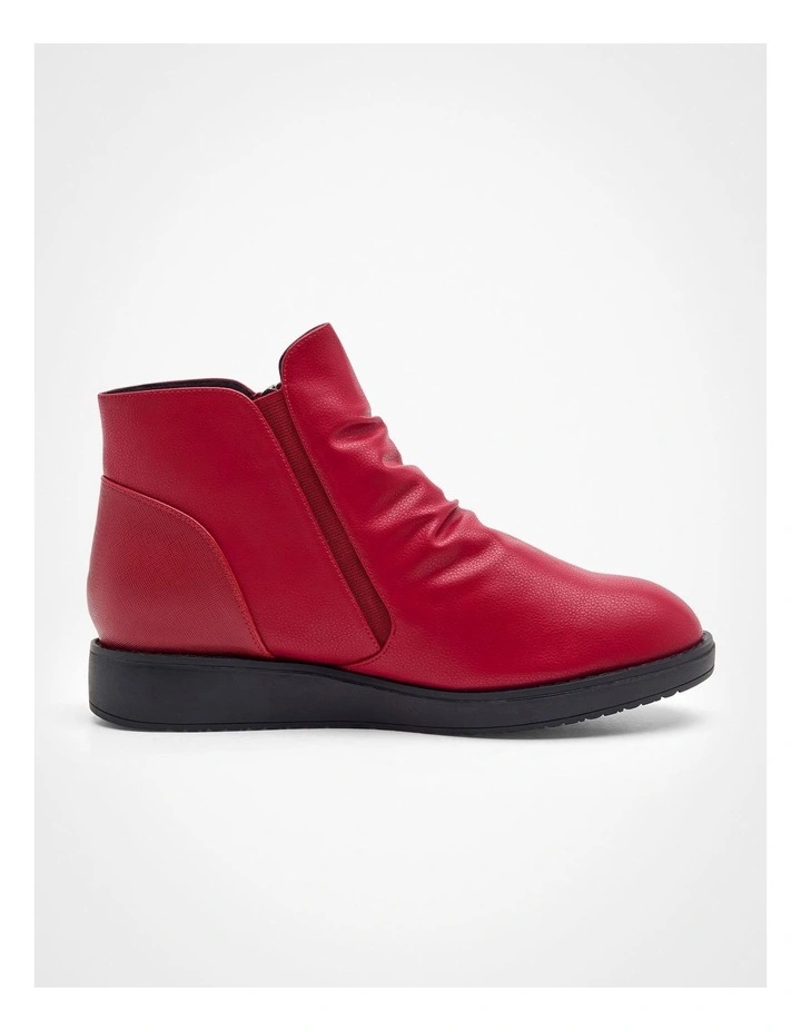 Wedge Ruched Zip Boot in Red image 2