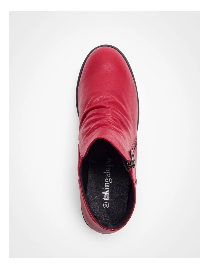 Wedge Ruched Zip Boot in Red image 3