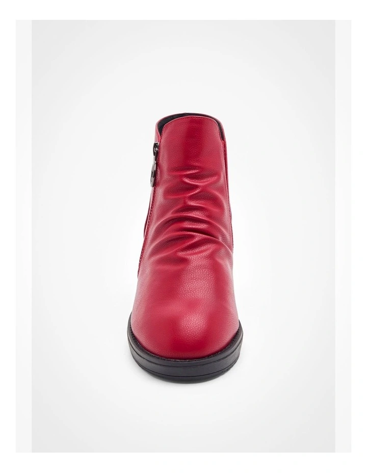Wedge Ruched Zip Boot in Red image 4