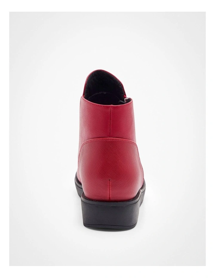 Wedge Ruched Zip Boot in Red image 5