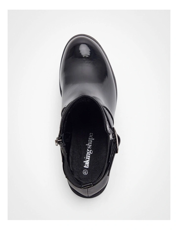 Croc Patent Zip Boot in Black image 3