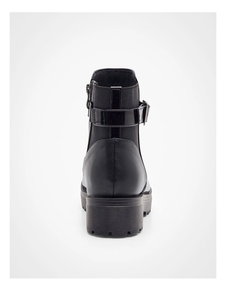Croc Patent Zip Boot in Black image 5