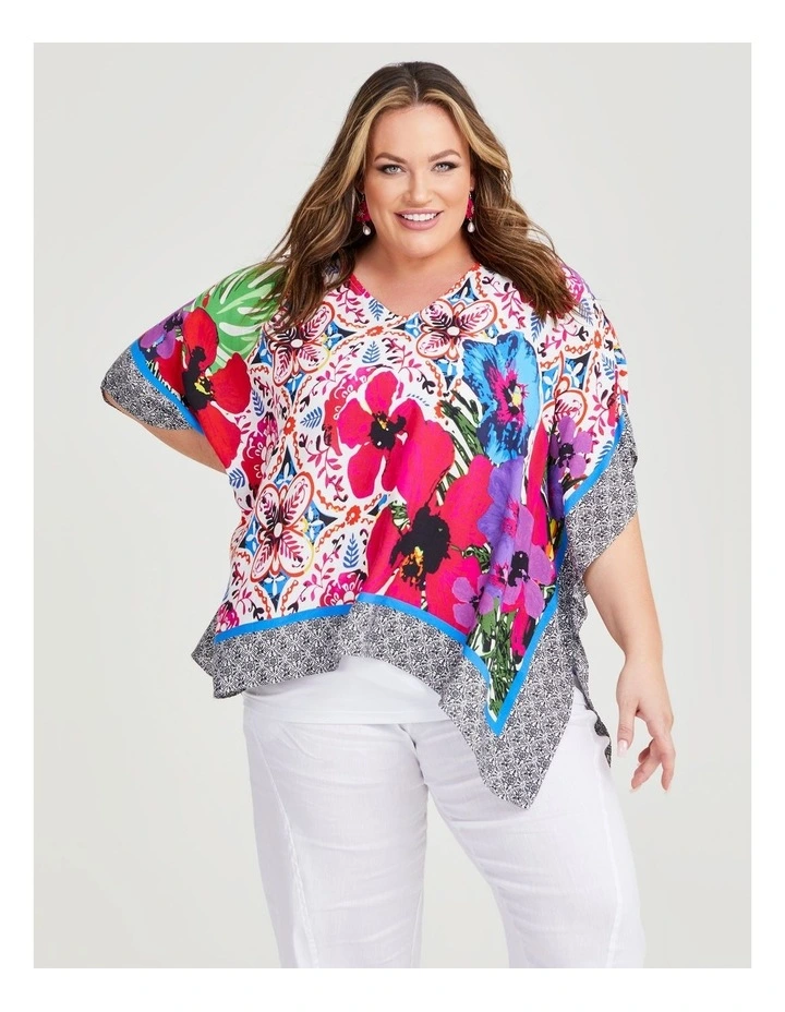 Summer Floral Poncho in Multi image 1
