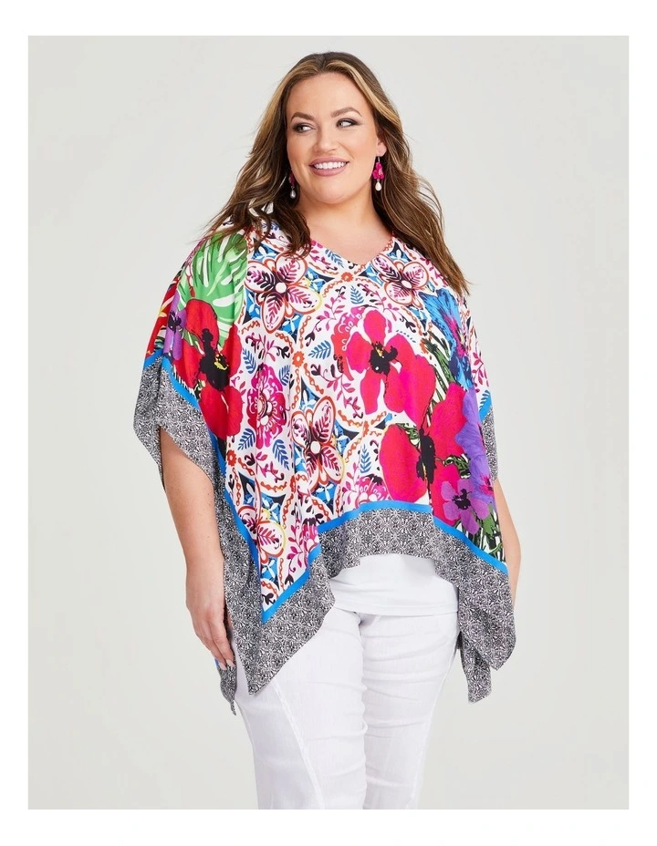 Summer Floral Poncho in Multi image 3