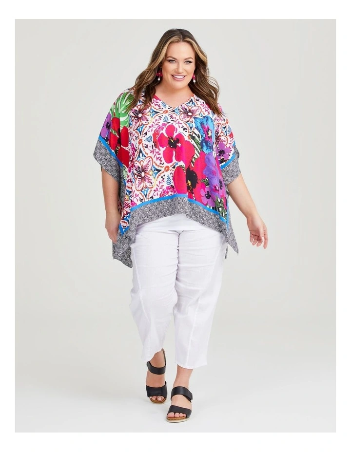 Summer Floral Poncho in Multi image 4
