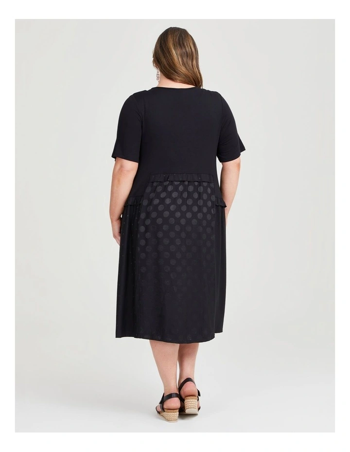 Satin Spot and Bamboo Dress in Black image 2