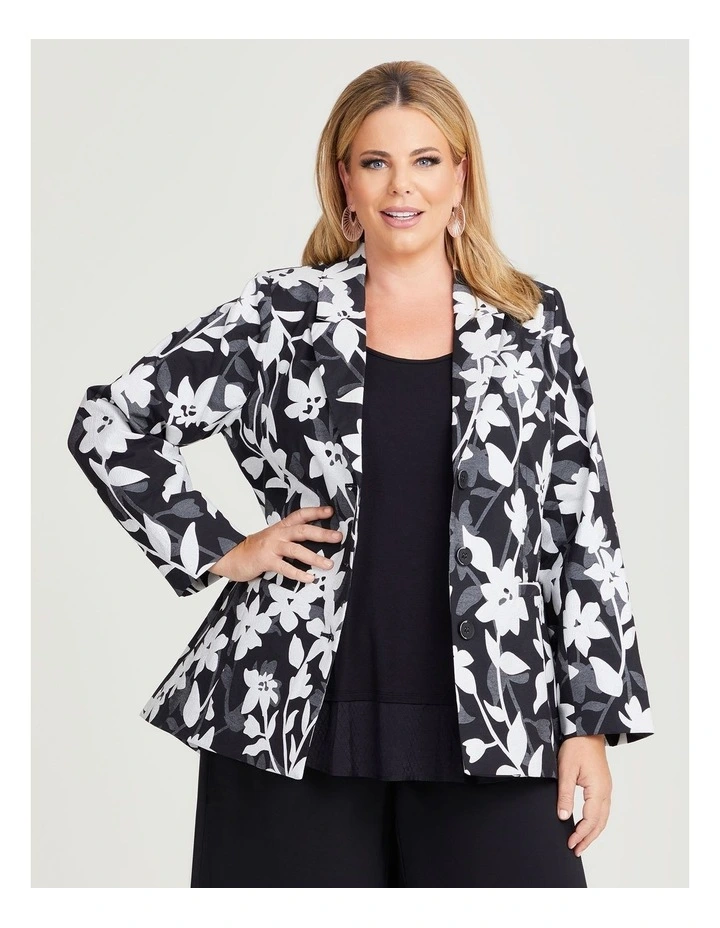 Silver Floral Event Jacket in Black image 1