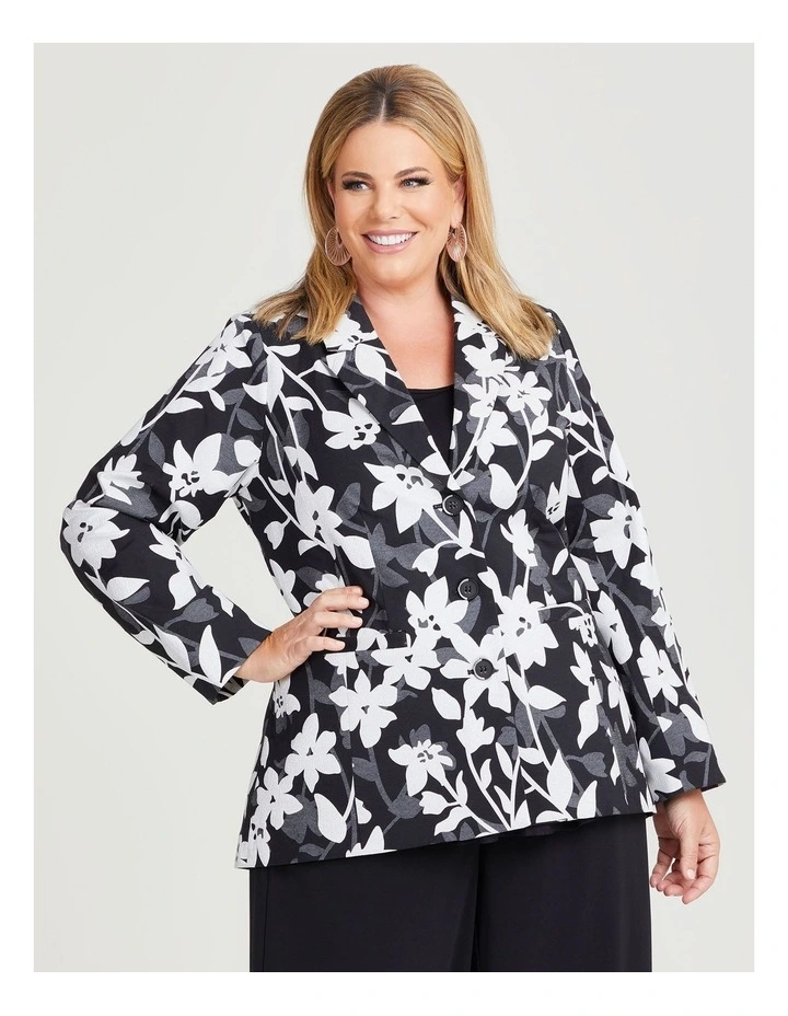 Silver Floral Event Jacket in Black image 4